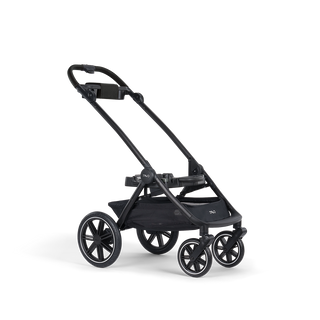 A Roscoe Trek 2.0 Pet Stroller frame in black shown on an angle