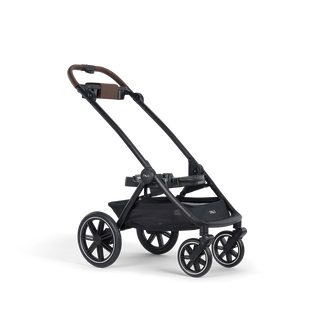 A Roscoe Trek 2.0 Pet Stroller frame in chocolate shown on an angle