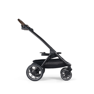 A Roscoe Trek 2.0 Pet Stroller frame in chocolate shown from its profile