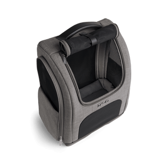 A Kamella Pet Backpack and Car Seat, in flint, from the top