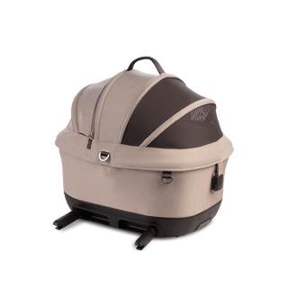 A Maeve iso 5x Wind Pet Car Seat in the fashion fawn on an angle with the ISOFIX latches out
