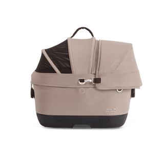 Maeve iso5x pet car seat in the fawn fashion shown from the front with its Side Impact Protection Guard attached
