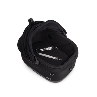 Maeve iso5x Wind pet car seat in the onyx fashion shown from above with the mesh mattress pad