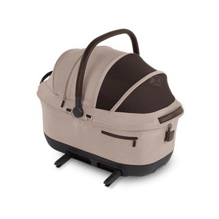 Maeve iso6x pet car seat in the fawn fashion shown from the side with its integrated ISOFIX latches out