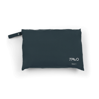 A Tavo Pets Maeve 5 series rain cover shown in its attached bag