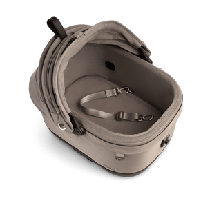 A Maeve iso 5x Wind Pet Car Seat in the fashion tawny on an angle showing the mesh liner