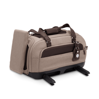 Dupree II pet car seat in the fawn fashion showing the Side Impact Protection Guard attached and the integrated ISOFIX latches out