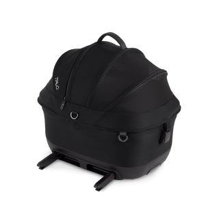 Maeve iso5x Wind pet car seat in the onyx fashion shown from the side with its integrated ISOFIX latches out