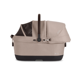 Maeve iso6x pet car seat in the fawn fashion shown from the front with its Side Impact Protection Guard attached