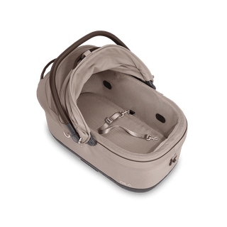 Maeve iso6x pet car seat in the tawny fashion shown from above with the mesh mattress pad