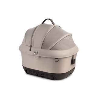 A Maeve iso 5x Wind Pet Car Seat in the fashion tawny on an angle with the ISOFIX latches tucked away