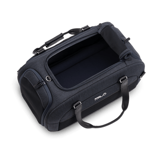 Dupree II pet car seat in the astral fashion shown from the top showing the top window unzipped