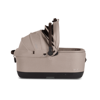 Maeve iso7x Wind pet car seat in the tawny fashion shown from the front with its canopy open on the right