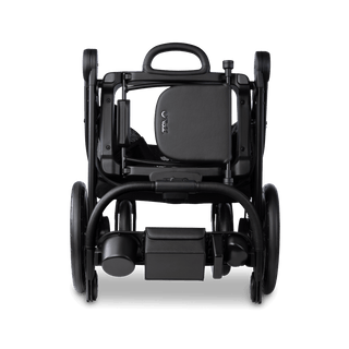 The Dupree adapter attached to the Roscoe Trek Pet Stroller Frame while it is folded up