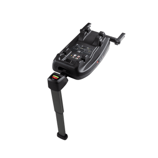 black vehicle base with rigid latch connectors and stability leg