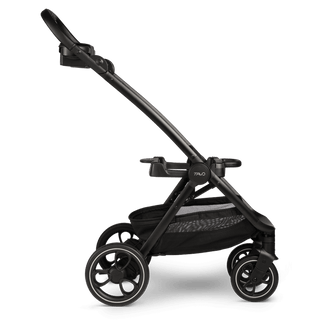 black stroller frame with black accents