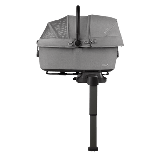 side view of gray medium pet car seat on base with extended load leg and side impact protection