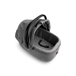 top view of gray medium pet car seat with canopy open and short leash with gray liner