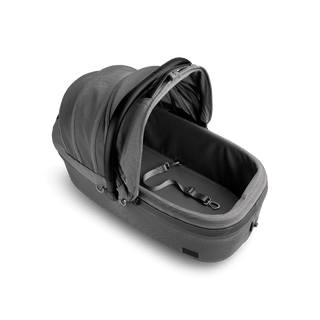 top view of gray large pet car seat with all mesh canopy open and short leash with mesh gray liner