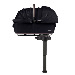 side view of black large pet car seat on base with extended load leg and side impact protection