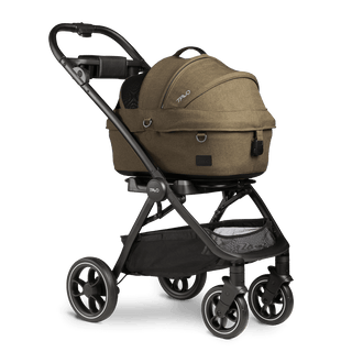 medium pet carrier with canopy on stroller